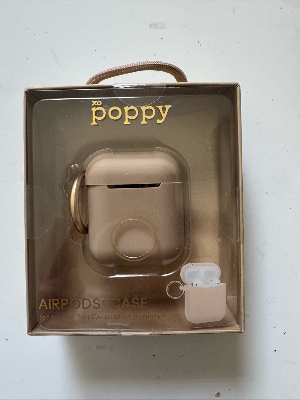 xo poppy Gold AirPods Case with Keyring